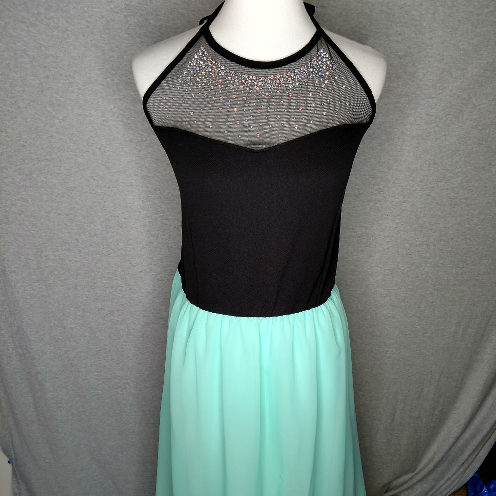 Super cute plus size black and mint halter dress
